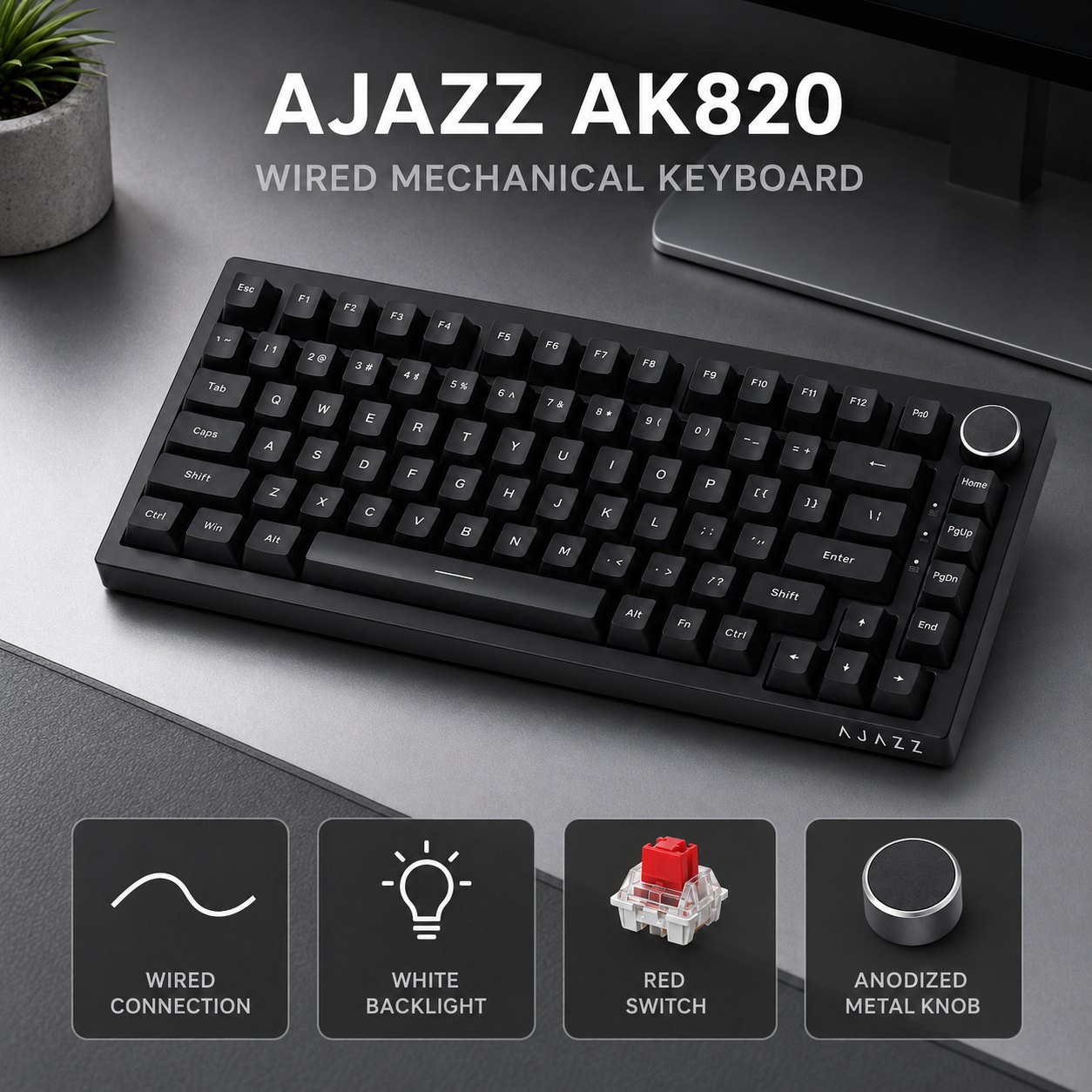 Gaming Keyboard Budget - AJAZZ AK820 – bezprzewodowa klawiatura mechaniczna,