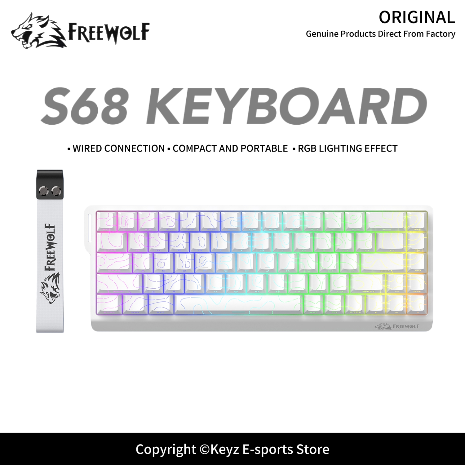 Gaming Keyboard Hand - FREEWOLF S68 Przewodowa Klawiatura Gamingowa Membranowa