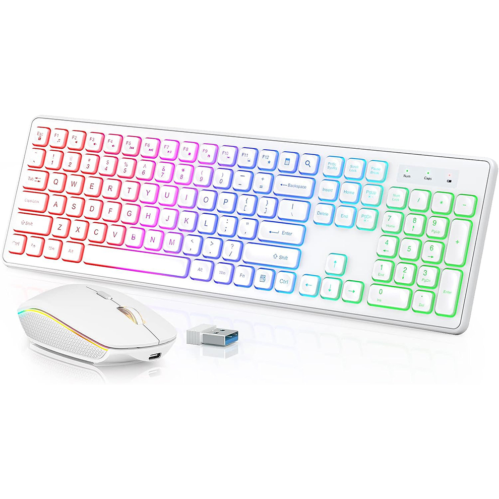 Gaming Keyboard Extension - Podświetlana bezprzewodowa klawiatura i mysz, ciche