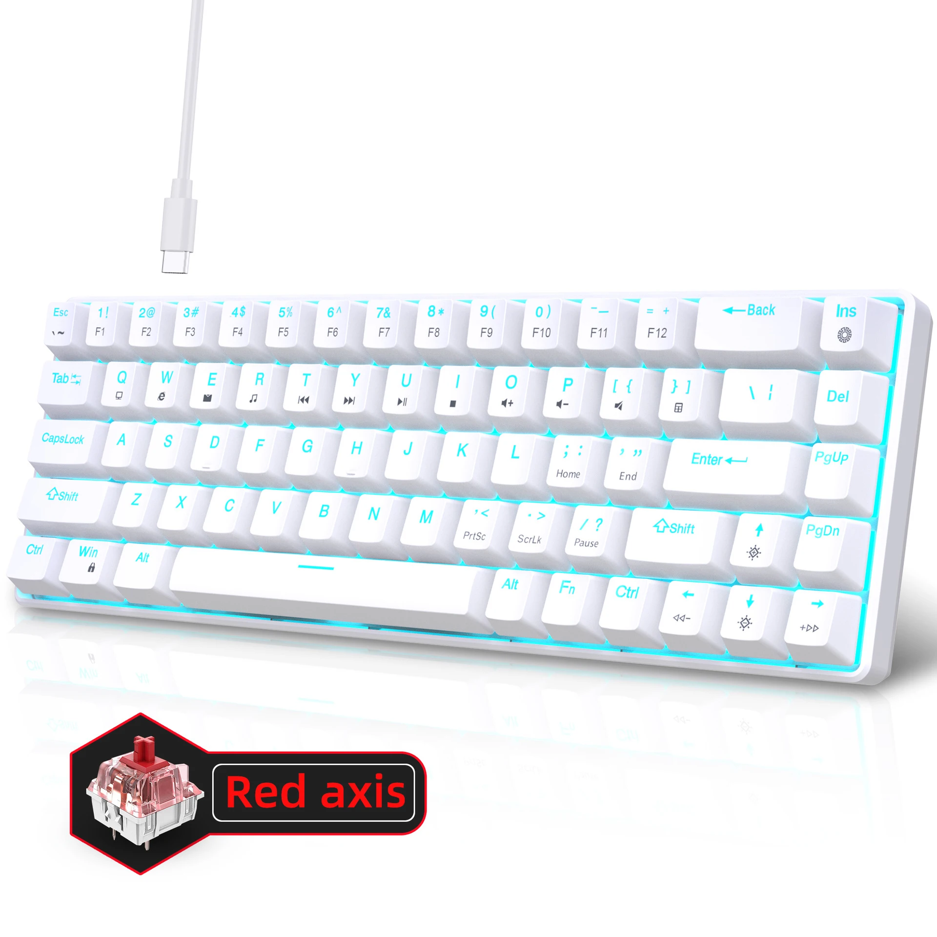 Gaming Keyboard Budget - Klawiatura mechaniczna gamingowa 60% USB białe