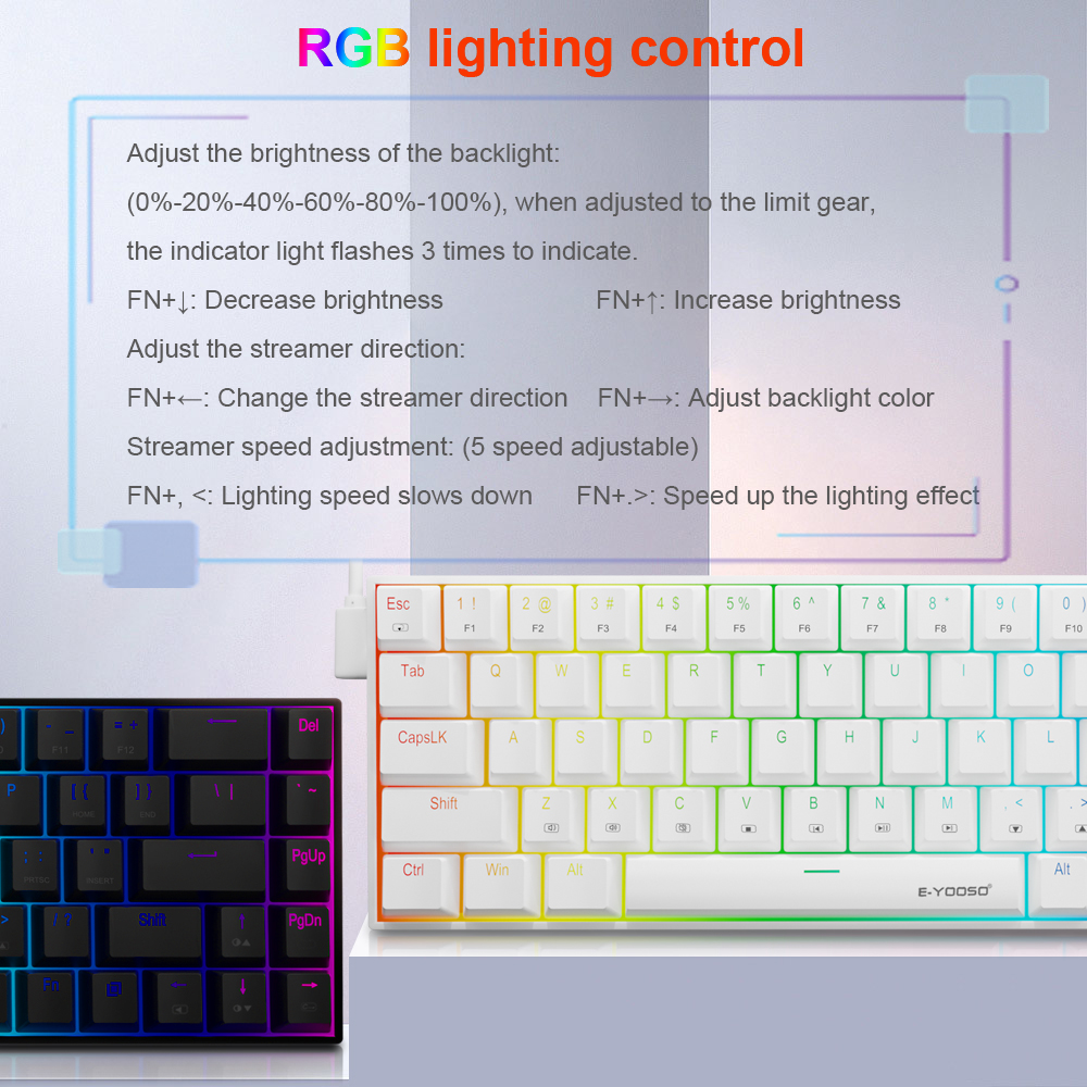 E-YOOSO Z686 RGB USB 60% Mini  – Gaming Keyboard Hand recenzja i cena